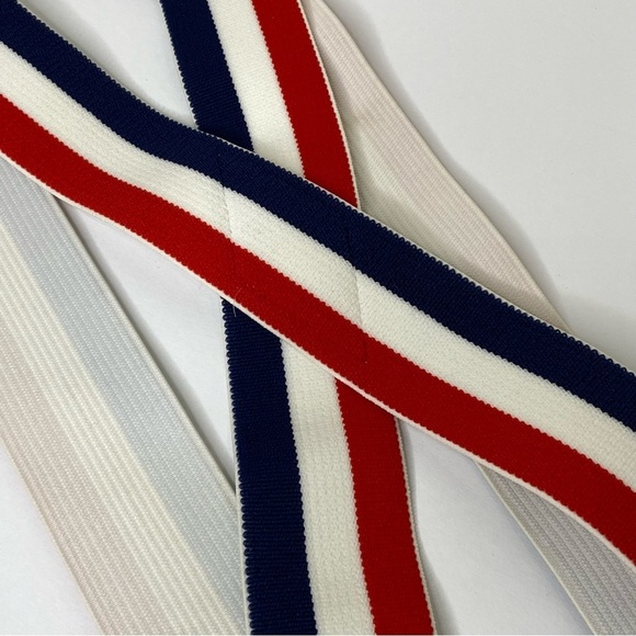Vintage Mens Suspenders Clip On Adjustable Red White And Blue 1 1/2" Wide - Picture 5 of 5